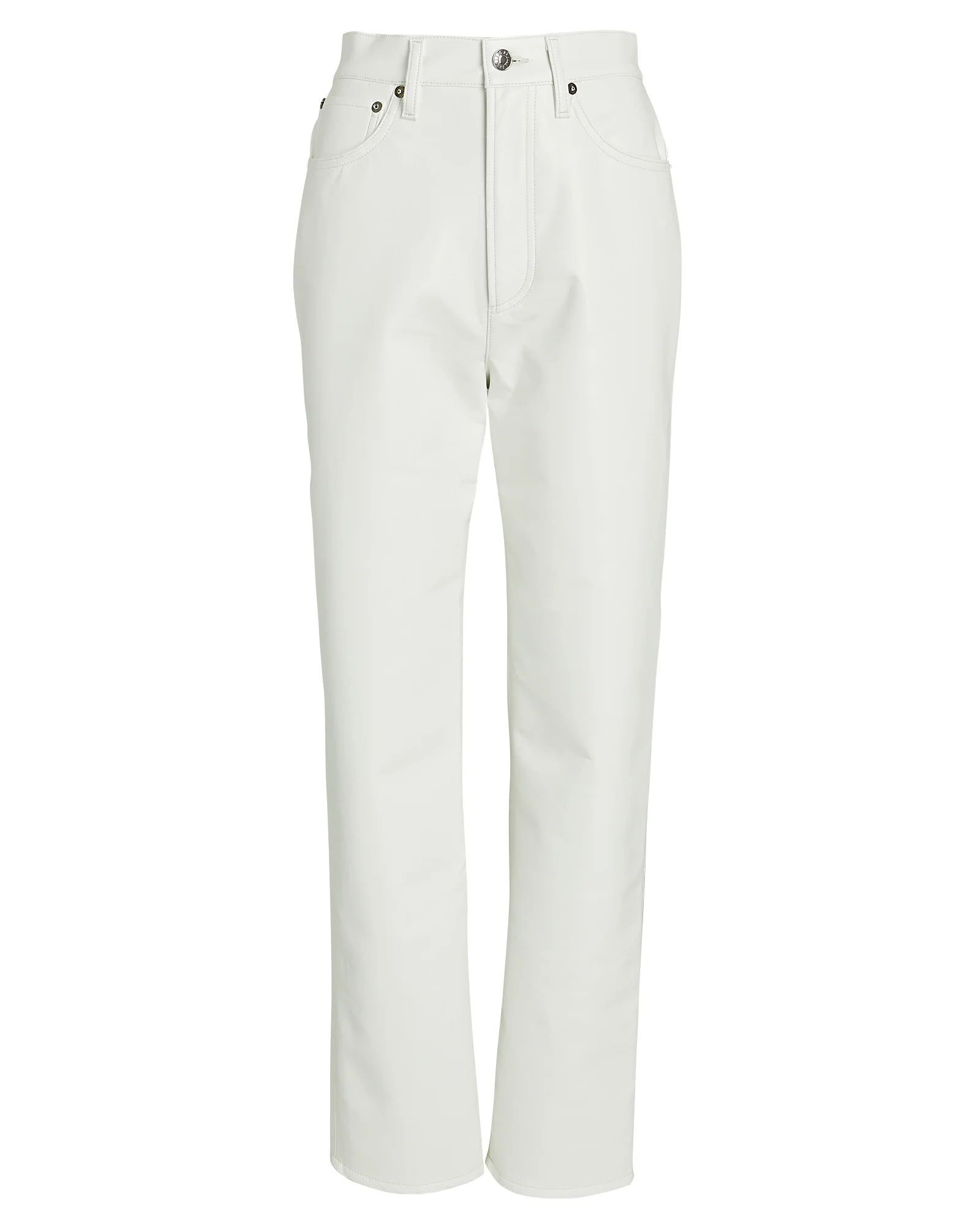AGOLDE 90s Pinch Waist Recycled Leather Jeans, White 23 | INTERMIX