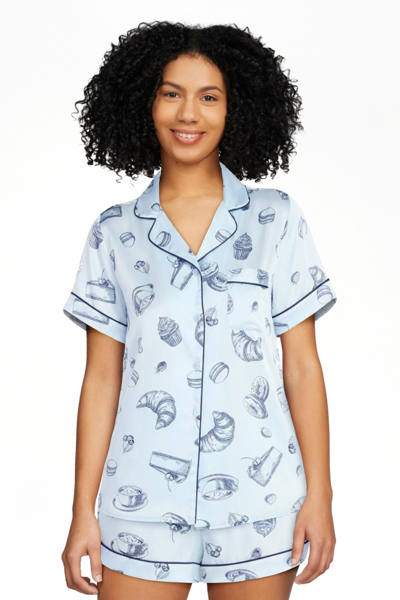 Joyspun Women\u2019s Stretch Satin Short Sleeve Top and Shorts Pajama Set, Sizes XS-3X | Walmart (US)