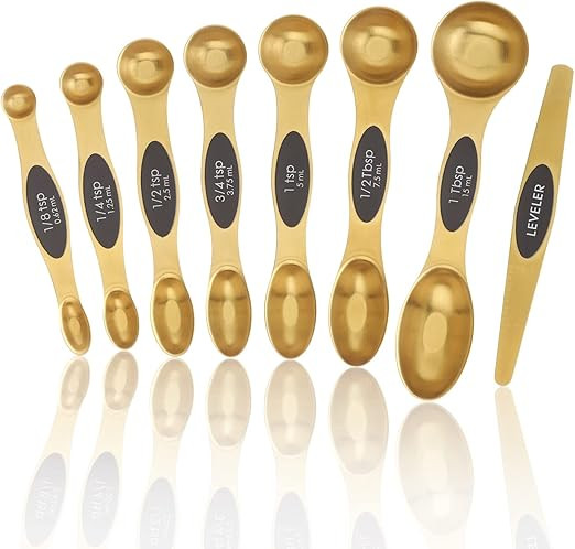 Magnetic Measuring Spoons Set, Stainless Steel, Dual Sided, Stackable, Dual Sided for Measuring D... | Amazon (US)