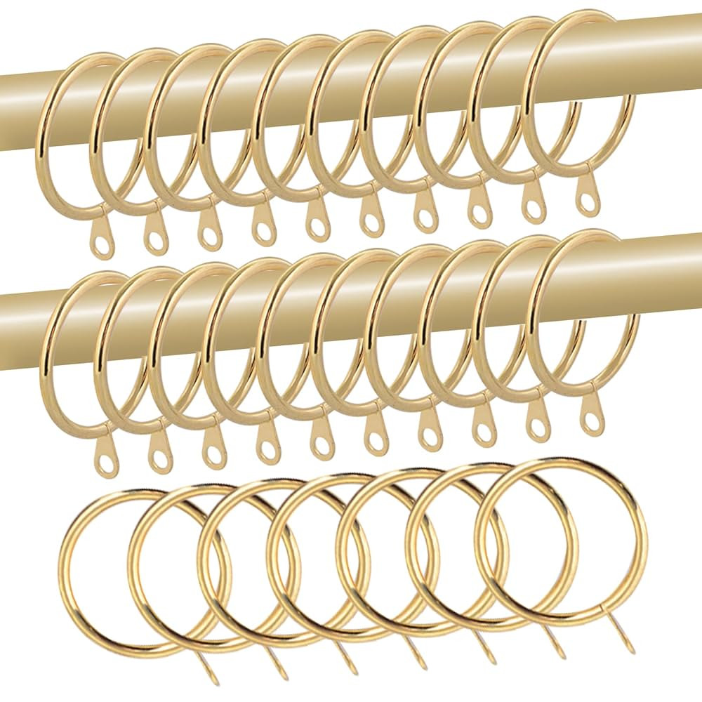 28 pcs 1.5-Inch Inner Diameter Metal Drapery Rings Curtain Rings with Eyelets, Fits Up to 1 1/4-I... | Amazon (US)