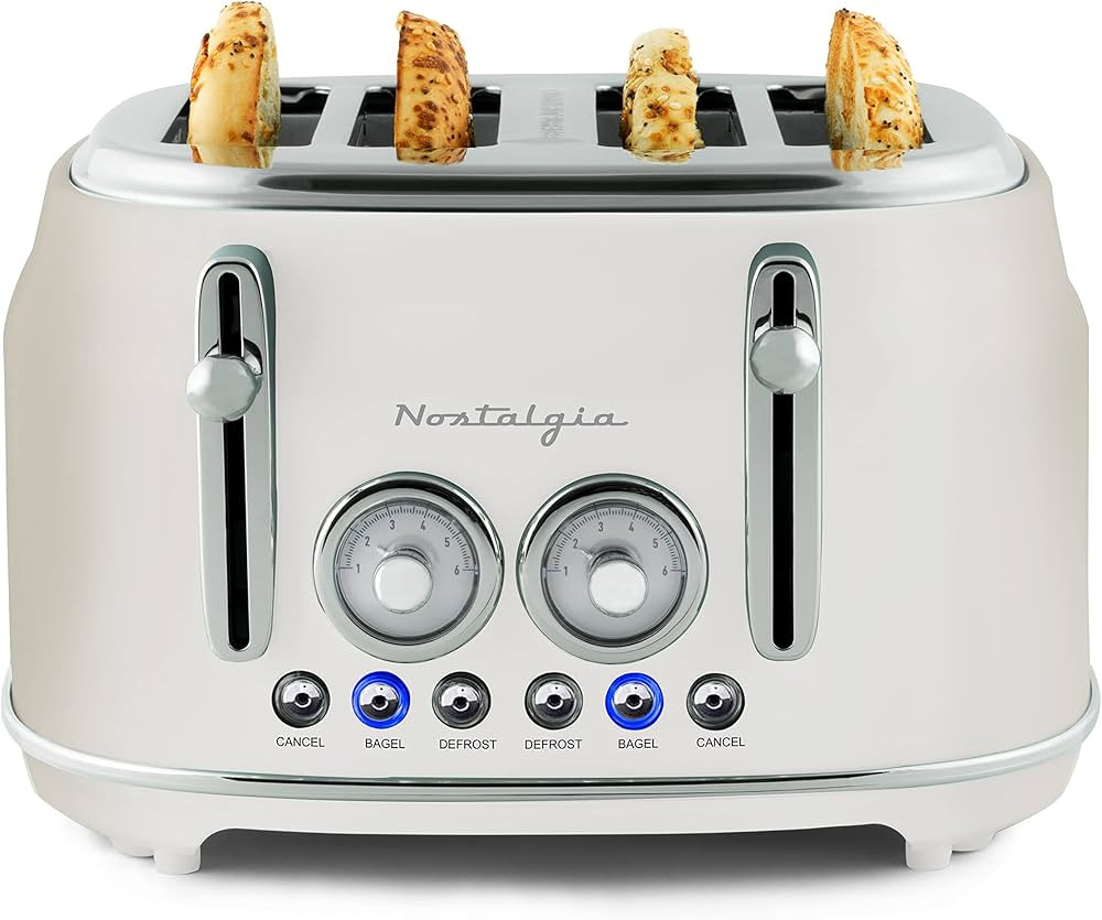 Nostalgia Classic 4-Slice Wide Slot Toaster, Retro Vintage Design With Six Toasting Settings & Re... | Amazon (US)