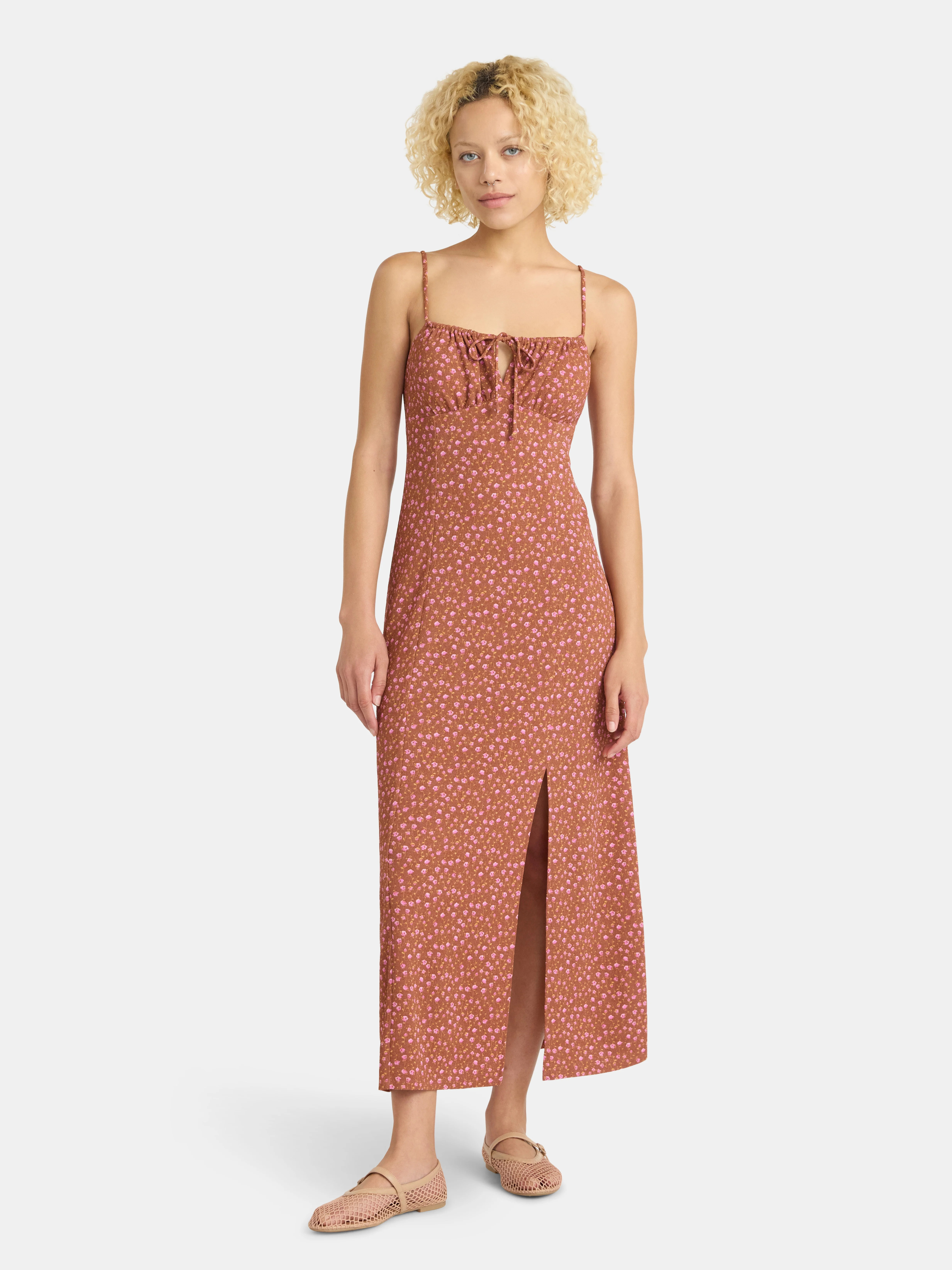 No Boundaries Maxi Dress with Front Slit, Women's - Walmart.com | Walmart (US)