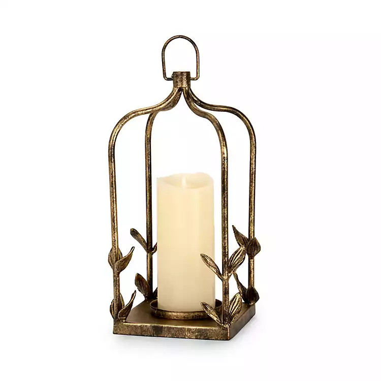 New! Gold Metal Leaves Lantern, 12 in. | Kirklands