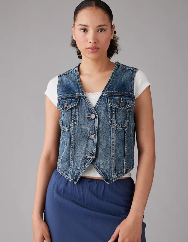 AE Boyfriend Denim Vest | American Eagle Outfitters (US & CA)