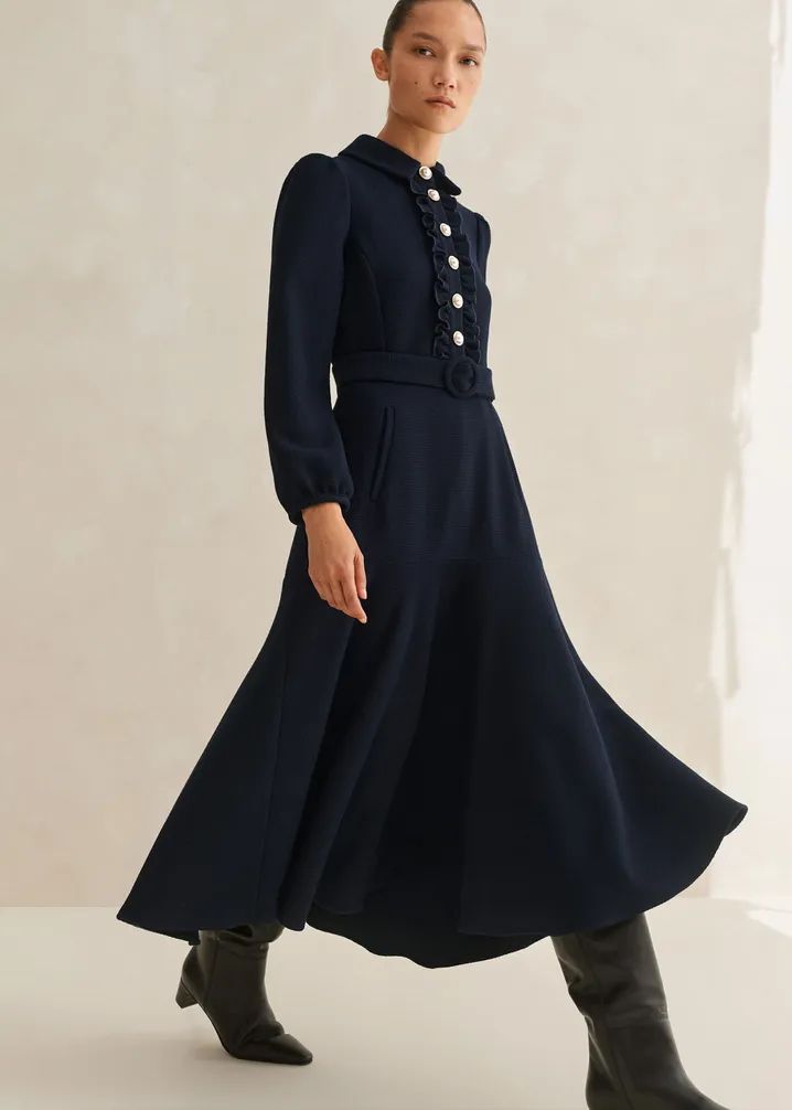 Textured Tailoring Midi Fit + Flare Dress | ME+EM US
