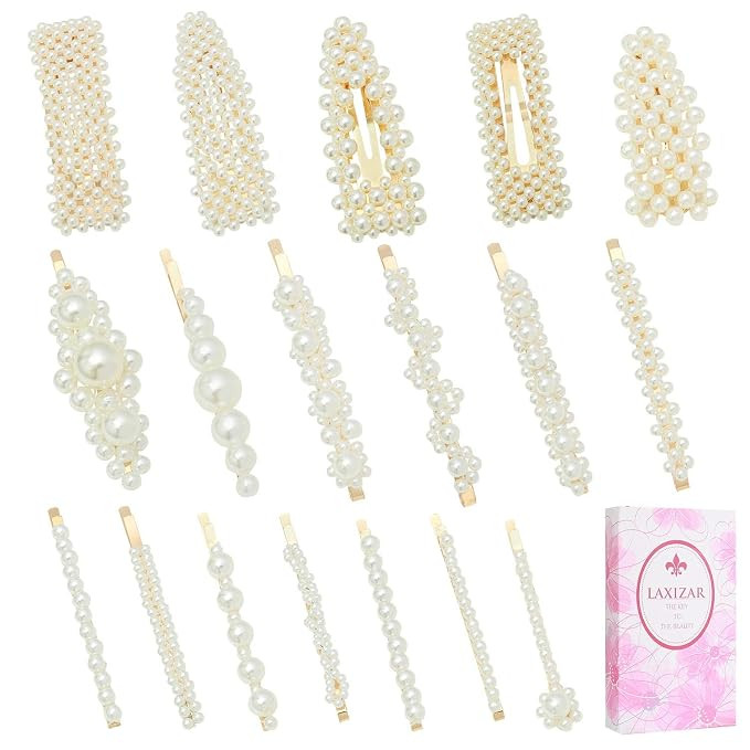 18 Pcs Pearl Hair Clips Large Hair Clips Barrette Hair for Women Girls Fashion Hair Accessories | Amazon (US)