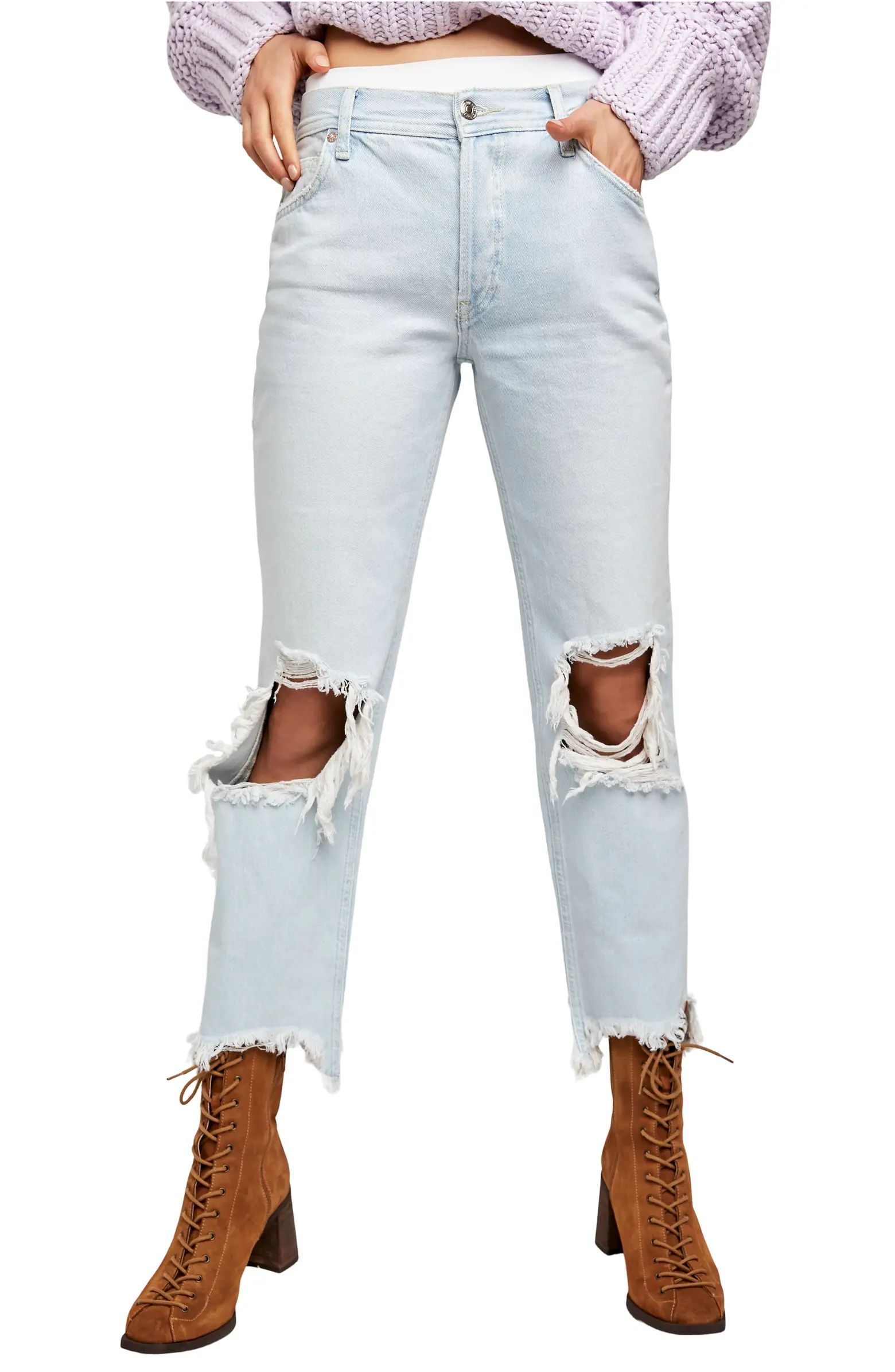 We the Free Maggie Ripped Crop Straight Leg Jeans | Nordstrom