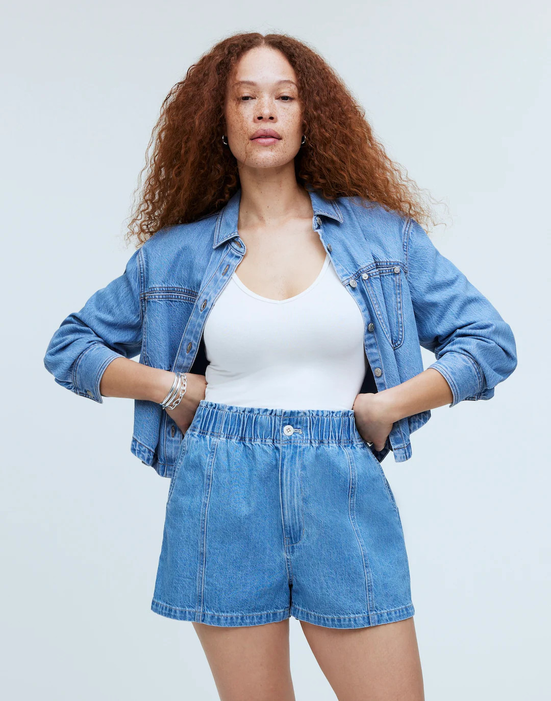 Denim Pull-On Paperbag Shorts in Bunten Wash | Madewell