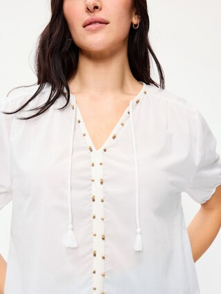 Short-Sleeve Beaded Top | Old Navy (US)