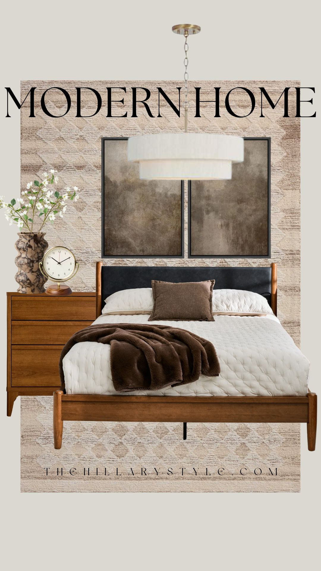Organic Modern Bedroom Inspo
Create a serene sanctuary with this organic modern bedroom design that balances high-end aesthetics with budget-friendly finds. This curated look features a warm wood bed frame and matching nightstand from Walmart, grounding the space with mid-century modern lines. To add depth and texture, we layered in oversized abstract art from Wayfair and a sculptural tiered pendant light. Earthy accents from Lulu & Georgia, Walmart and Target, like the ceramic vase and textured bedding, complete this cozy, grounded retreat. Shop the look to elevate your home with affordable luxury.

#TheHillaryStyle #OrganicModern #BedroomInspo #WalmartHome #TargetStyle #WayfairAtHome #LuluAndGeorgia #ModernBedroom #NeutralHome #HomeDecorTrends #PinterestHome #AffordableLuxury #InteriorDesign2026 #EarthToneDecor 

 

#LTKHome #LTKmomlife #LTKSeasonal #LTKHome