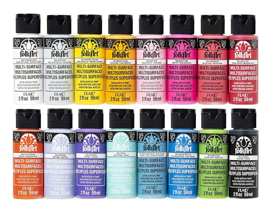FolkArt 16 Piece Multi Surface Acrylic Craft Paint Set Formulated to be Non-Toxic that is Perfect... | Amazon (US)