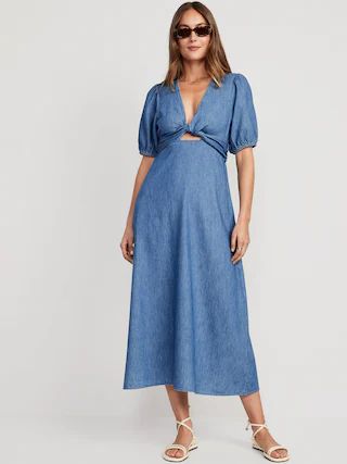 Fit &#x26; Flare Twist-Front Maxi Dress for Women | Old Navy (US)