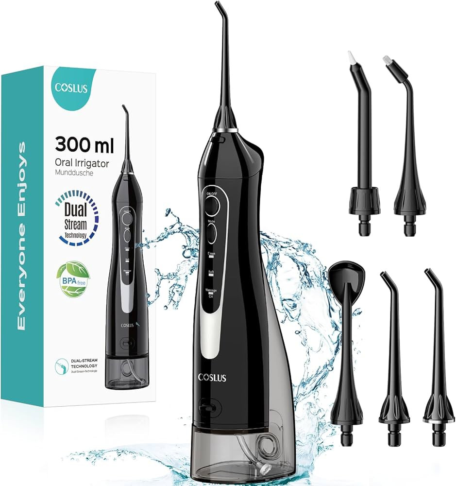 COSLUS Water Dental Flosser Teeth Pick C20(F5020E): Portable Cordless Oral Irrigator 300ML Rechar... | Amazon (US)
