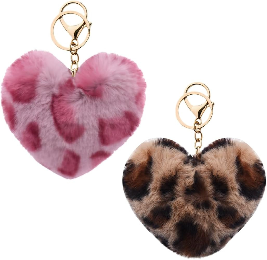 YALLNASL Leopard Print Bag Charms for Handbag Purse Heart Accessories for Keys Leopard Keychains ... | Amazon (US)