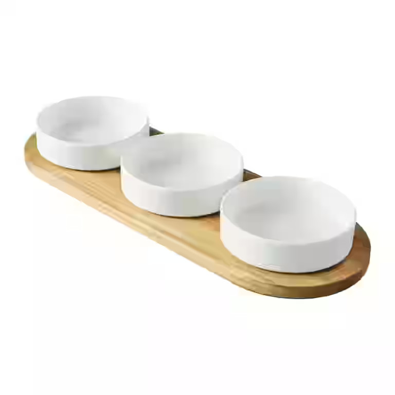Better Homes & Gardens Acacia Wood Tray and Stoneware Bowl for Condiment, 19.69x7.28x2.17 in,3.96... | Walmart (US)