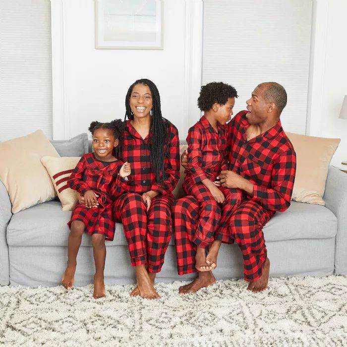 Men's Big & Tall Holiday Buffalo Check Flannel Matching Family Pajama Set - Wondershop™ Red | Target