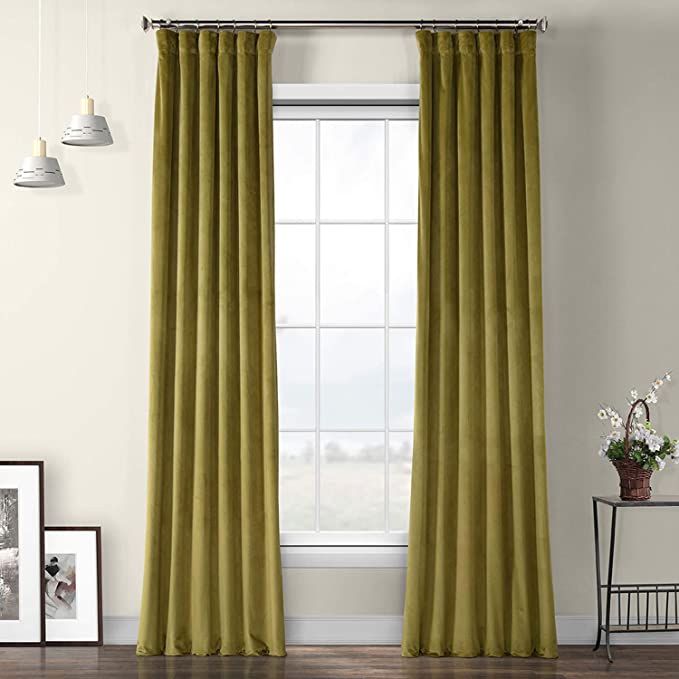 HPD Half Price Drapes VPYC-161224-108 Plush Velvet Curtain (1 Panel), 50 X 108, Retro Green | Amazon (US)