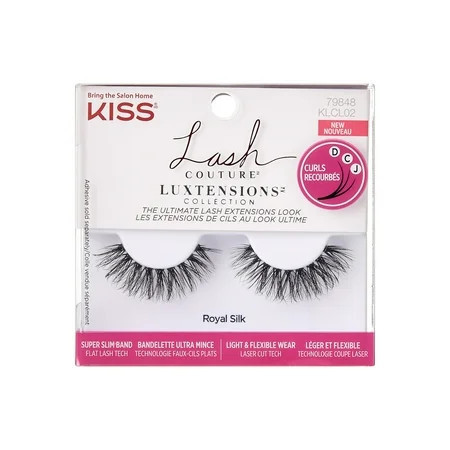 KISS Lash Couture Luxtension False Eyelashes Strip Lashes Royal Silk Black 10mm 1 Pair | Walmart (US)