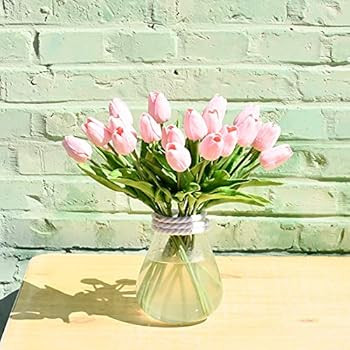 Mandy's 20pcs Pink Flowers Artificial Tulip Silk Flowers 13.5" for Home Decorations Centerpieces ... | Amazon (US)