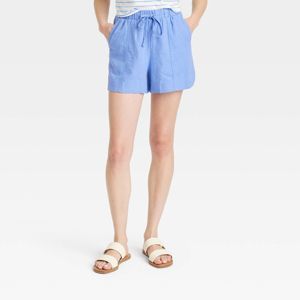 Women's High-Rise Linen Pull-On Shorts - Universal Thread™ Blue S | Target