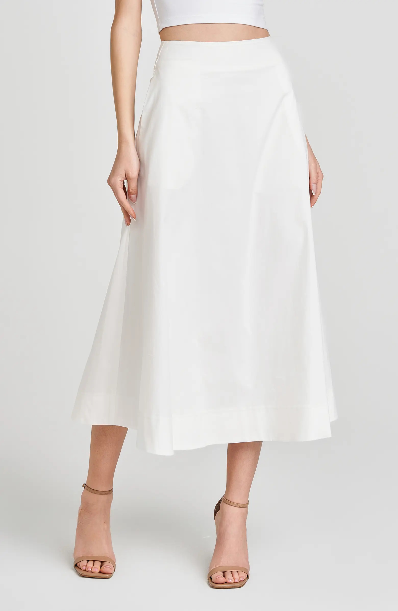 WAYF Lilly Stretch Cotton Midi Skirt | Nordstrom | Nordstrom