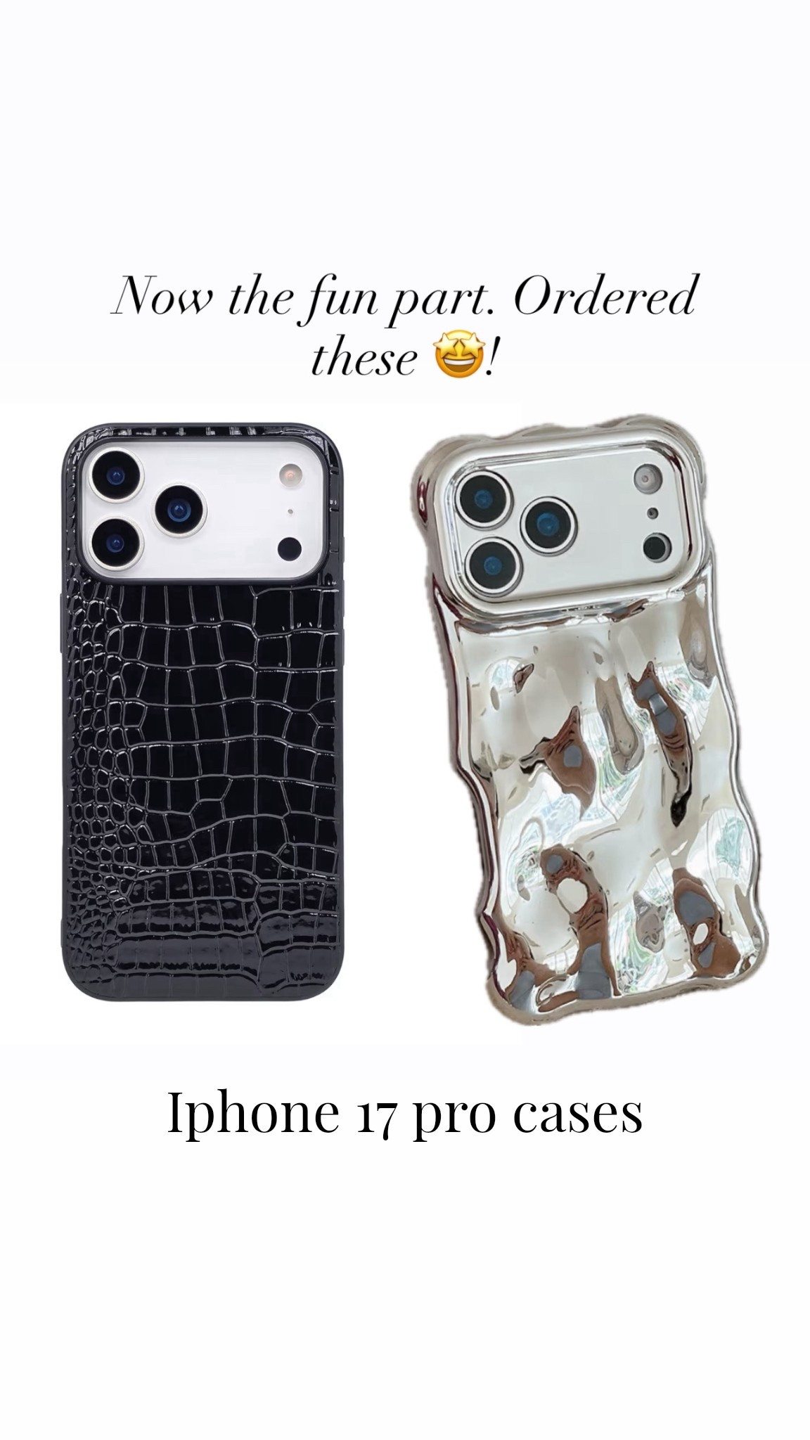 The phone cases I ordered on Amazon for my iPhone 17 pro! Loving the faux crocodile and the chrome! 

#LTKPetite #LTKFindsUnder50 #LTKStyleTip