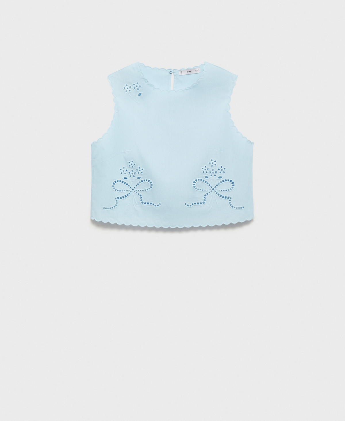 Mango Women's Embroidered Crop Top - Sky Blue | Macy's