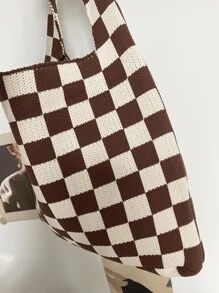 Two Tone Checkered Pattern Crochet Bag
   SKU: sg2204070040018699      
          (366 Reviews)
 ... | SHEIN