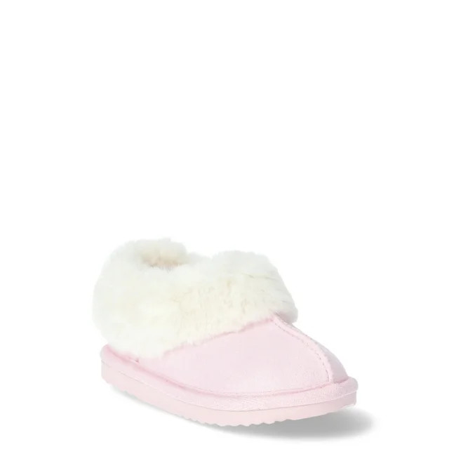 Wonder Nation Baby Girls Faux Fur Trim Slippers, Sizes 2M-6M | Walmart (US)