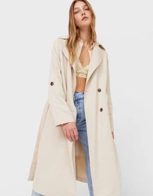 Stradivarius trench coat in light stone | ASOS | ASOS (Global)