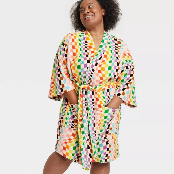 Pride Adult Rainbow Checkered Robe | Target
