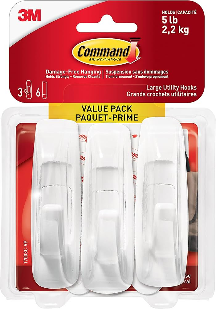 Command Large Hook Value Pack, 5 lb Capacity , 3 Hooks 6 Large Strips, (17003C-VP) | Amazon (CA)