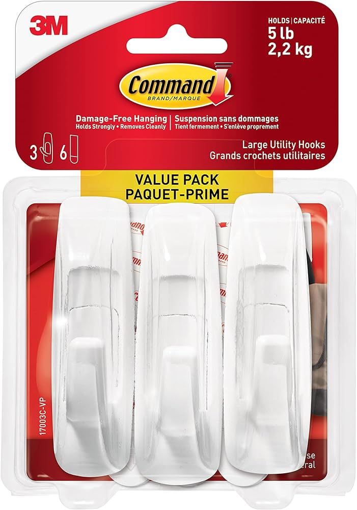 Command Large Hook Value Pack, 5 lb Capacity , 3 Hooks 6 Large Strips, (17003C-VP) | Amazon (CA)