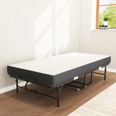 75" X 38" Twin Folding Bed With Gel Memory Foam Mattress - Portable Guest For Small Spaces, Metal Frame, Easy Assembly Soft Extra Guests, 38", Black | Wayfair North America