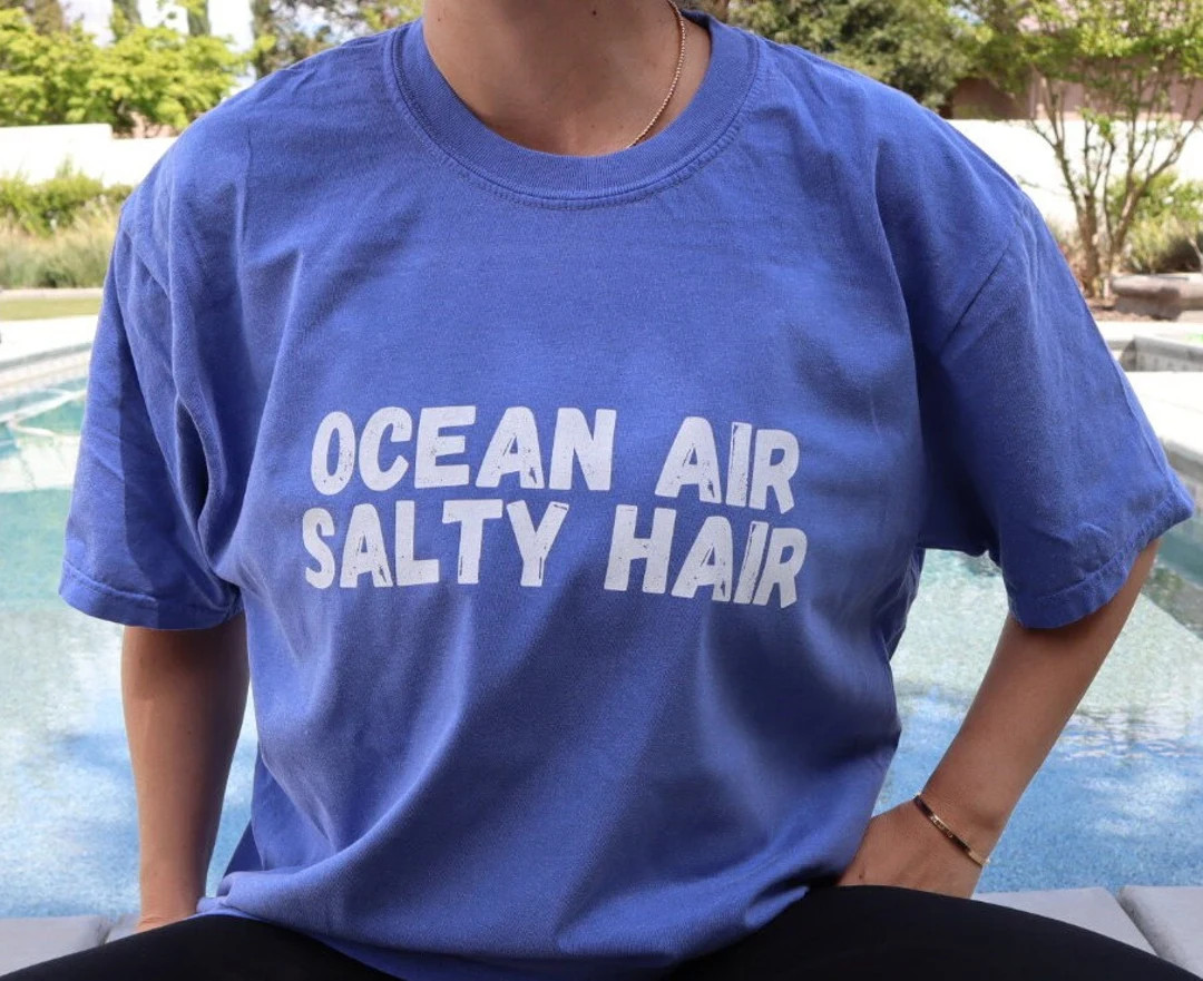 Ocean Air Salty Hair T-shirt, Beach T-shirt, Graphic T-shirt - Etsy | Etsy (US)