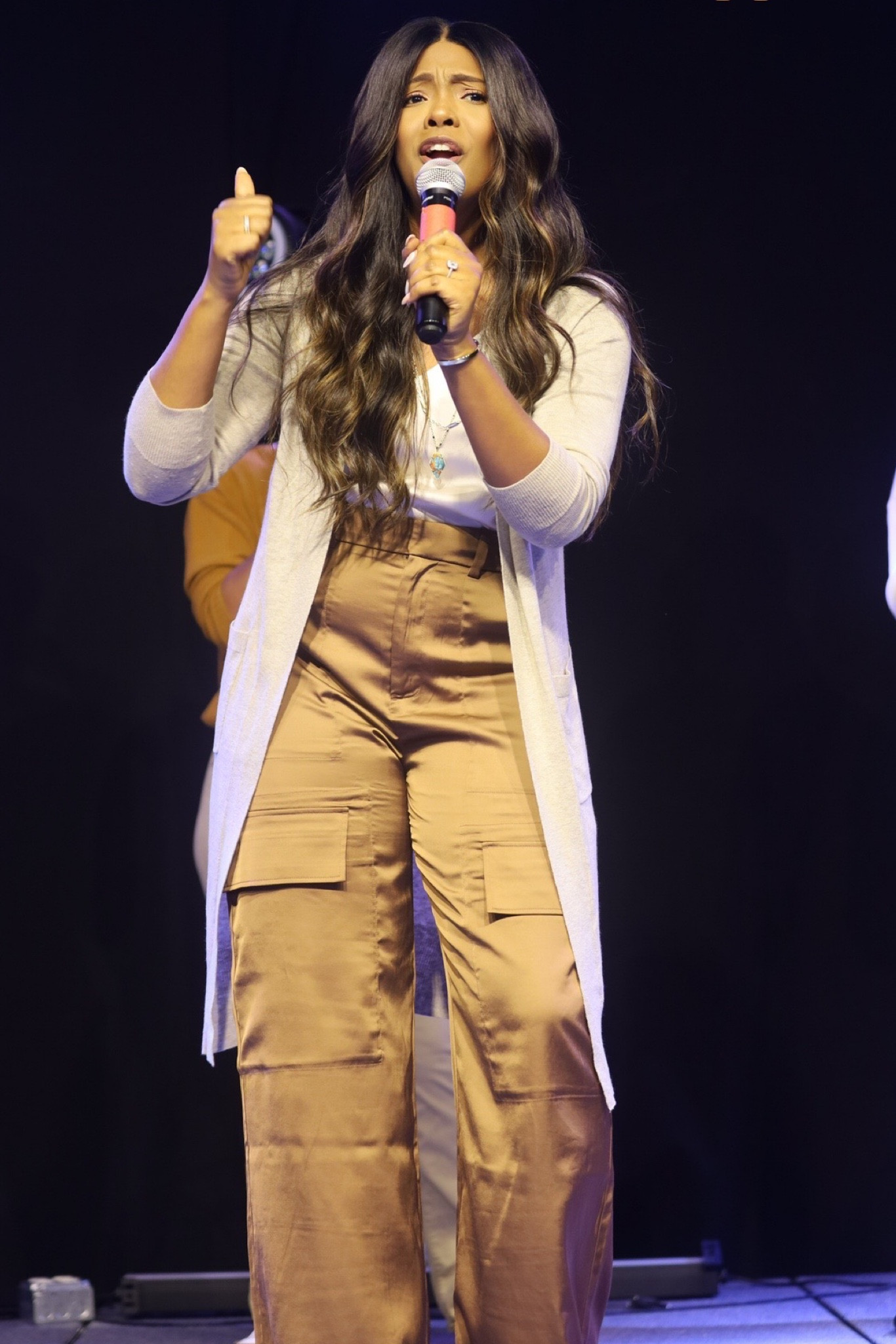 Cargo satin Pants! Outfit goals. Church outfit. Outfit goals, neutral colors. Closet essentials, outfit ideas. Dressy casual. 

#LTKfindsunder50 #LTKworkwear #LTKover40