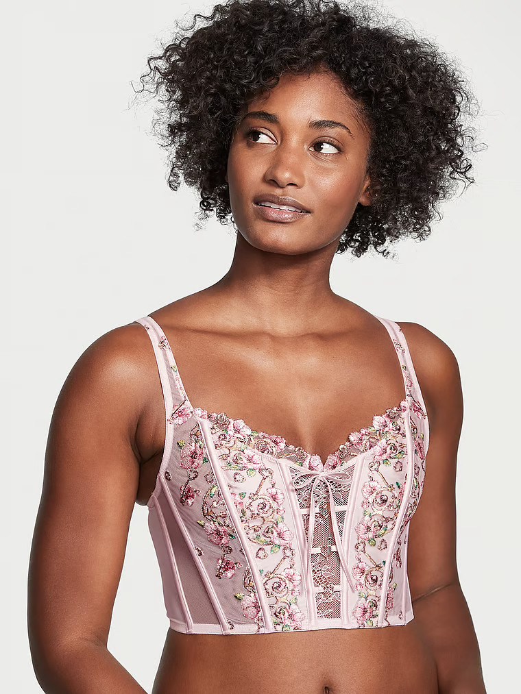 Unlined Floral Heart Embroidery Corset Top | Victoria's Secret (US / CA )