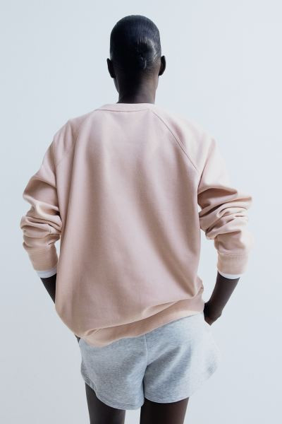 Sweatshirt - Round Neck - Long sleeve - Powder pink - Ladies | H&M US | H&M (US + CA)