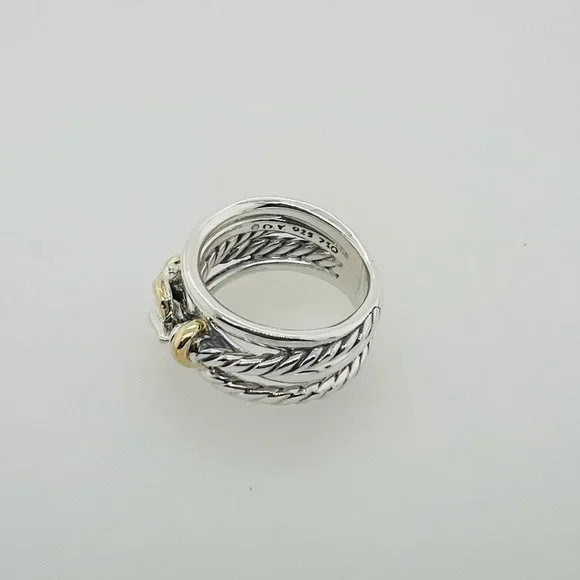 David Yurman Buckle Crossover Ring Sterling Silver & 18K Yellow Gold Size 7US | Poshmark
