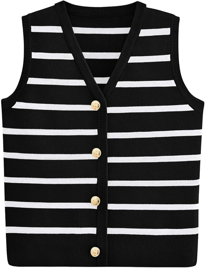 NALANISA Women's Trendy Sleeveless Knit Striped Sweater Vest Tank Tops 2024 Summer Slim Fitted Te... | Amazon (US)