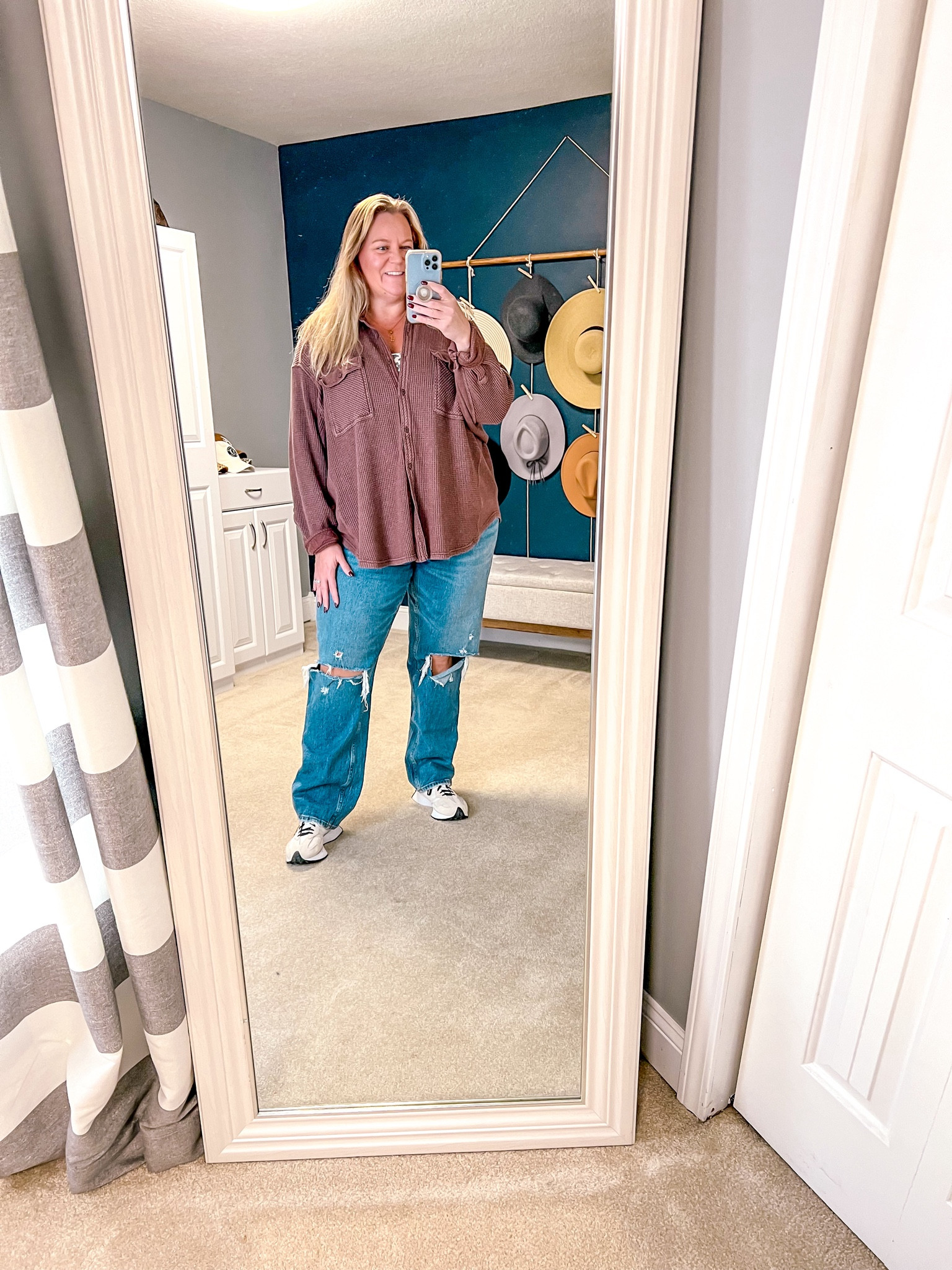 Comfy winter fur with these straight leg distressed jeans and oversized waffle shacket. Kept this look casual with my sneakers. 

#LTKStyleTip #LTKPlusSize #LTKSeasonal