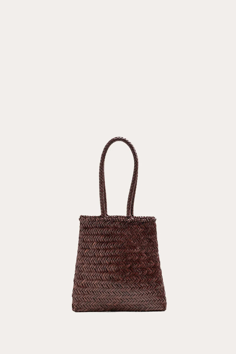 Flat Leather Basket Dark Brown | LITTLE LIFFNER