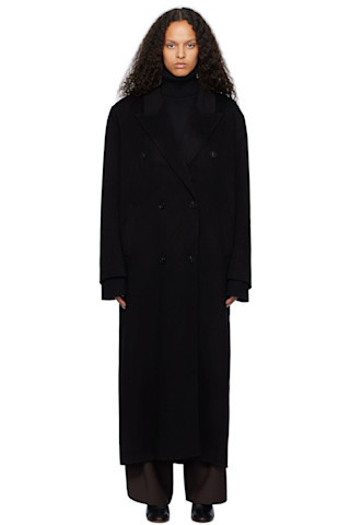 Black Gaia Double Breasted Coat | SSENSE