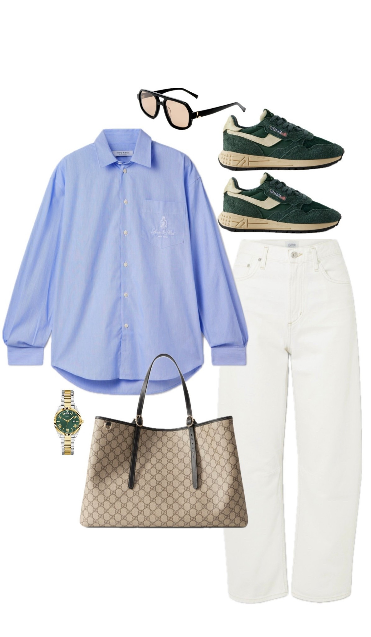 Blue, green, and white is one of my favourite colour combinations 🙌🏼  These sneakers give off major cool-girl street style vibes and are sitting at the top of my want list! The blue button-up shirt is a standout piece, featuring a luxe embroidered pocket detail that elevates the whole look. This is a dream everyday outfit that balances comfort, colour, and style - I need it all! 

#LTKjeans #LTKaustralia #LTKstyletip