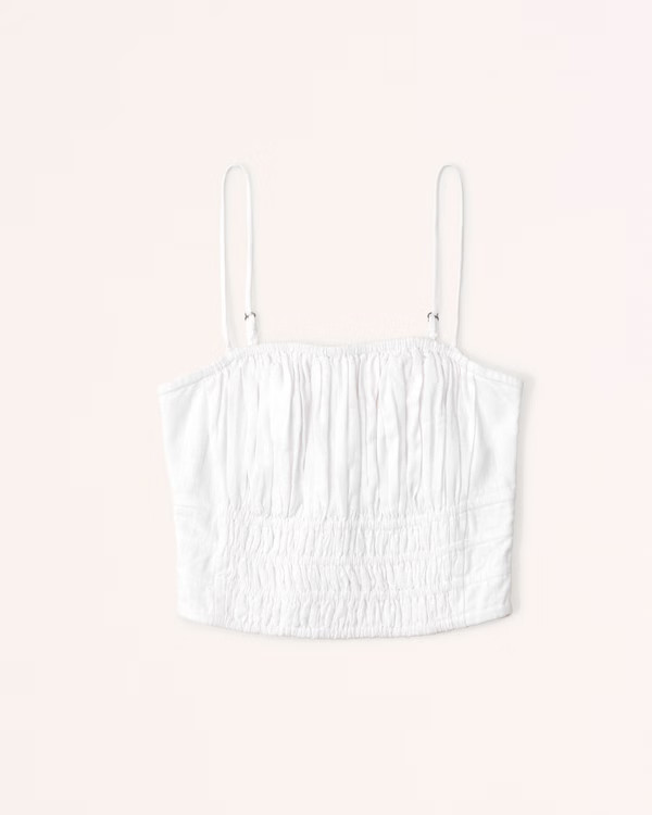 Linen-Blend Ruched Set Top | Abercrombie & Fitch (US)