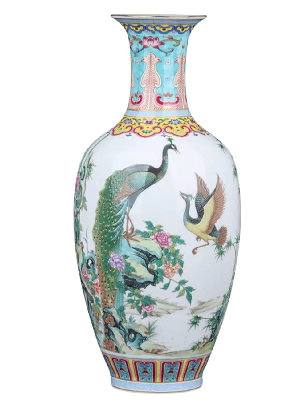 Chinese with Stand White Large Chinese vase Porcelain Flower vase Chinese Antique s Traaditional ... | Amazon (US)