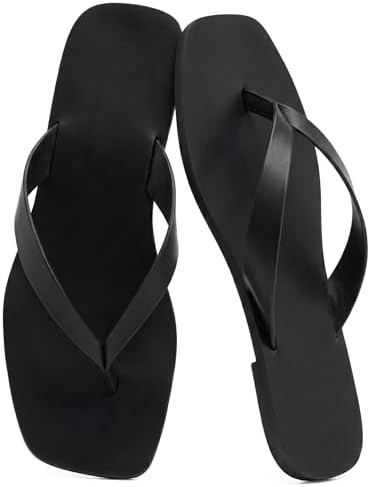 Flip Flops for Women Comfortable Square Toe Casual Beach Thong Sandals Slip On Dressy Flats Summe... | Amazon (US)