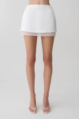 Frankie Satin Mini Skirt / White | MESHKI | XL | MESHKI US