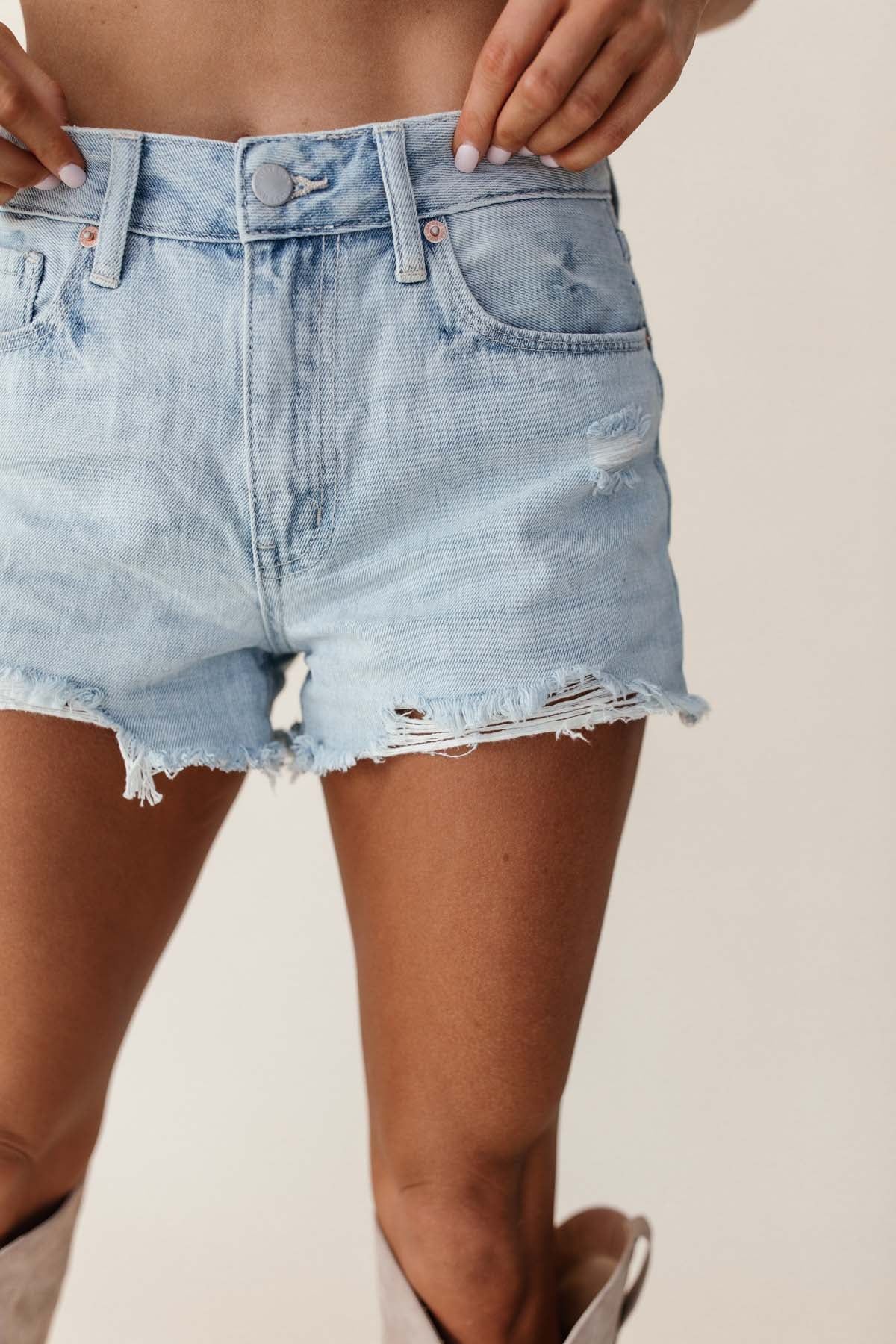 Tatum Light Denim Cutoff Shorts | The Post