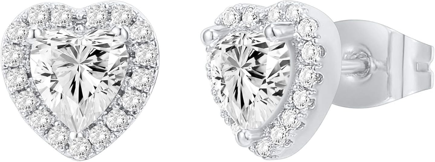 PAVOI 14K Gold Plated Sterling Silver Post Brilliant Round Faux Diamond Halo Earrings - Premium C... | Amazon (US)